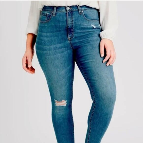 Banana Republic Factory High Rise Distressed Skinny Jeans Size 14/32 - Picture 1 of 8